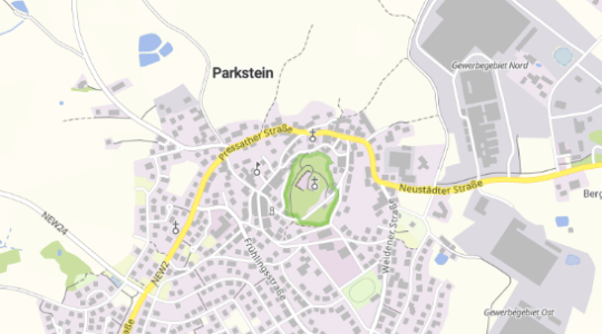 Ausschnitt der Webkarte Bayern in Farben vom Gebiet Parkstein