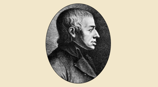 Portrait von Ulrich Schiegg (1752-1810), Profilansicht mit dunklem Mantel und ringförmigen Stehkragen, wie er von Klerikern getragen wird.